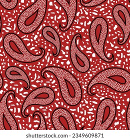 seamless pattern paisely design with red back ground