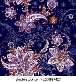 Seamless pattern with paisley