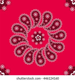 Seamless pattern Paisley circle, red