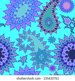 Seamless pattern with paisley. Colorful background. Vector illustration