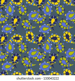 Seamless pattern with paisley, floral background