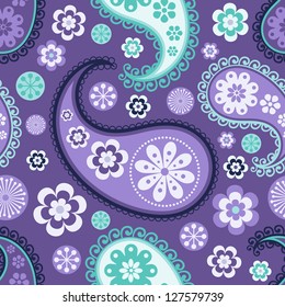 Seamless pattern with paisley and flowers