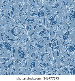  Seamless Pattern.  Paisley Flowers Illustration Design Elements