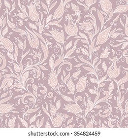 Seamless Pattern. Paisley Flowers Illustration Design Elements