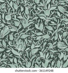 Seamless Pattern. Paisley Flowers Illustration Design Elements