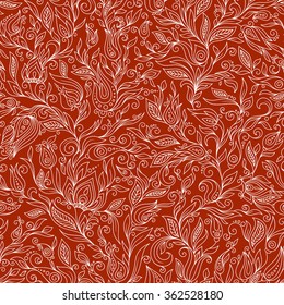 Seamless Pattern. Paisley Flowers Illustration Design Elements