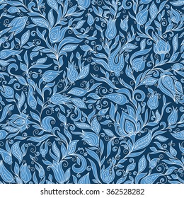 Seamless Pattern. Paisley Flowers Illustration Design Elements