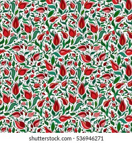 Seamless Pattern. Paisley Flowers Illustration Design Elements