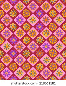 Seamless, pattern  paisley flowes on a red and rose  background, vector illustration