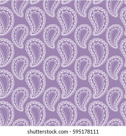Seamless pattern with paisley. Hand drawn ornament. Doodle background with floral elements. 