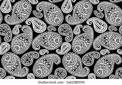 Seamless pattern with paisley motifs. Vector illustration.