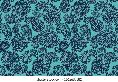 Seamless pattern with paisley motifs. Vector illustration.