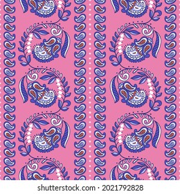 Seamless pattern with paisley ornament.  Great for fabric, textile, wrapping paper. Vector Illustration 