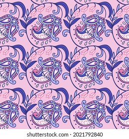 Seamless pattern with paisley ornament.  Great for fabric, textile, wrapping paper. Vector Illustration 