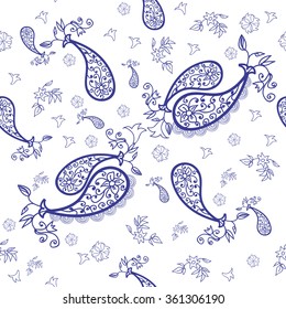 Seamless pattern with Paisley ornament. For interior decoration, Wallpapers, textiles