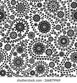 seamless pattern with paisley ornament on white background