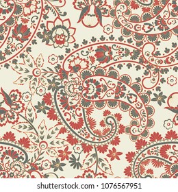 Seamless pattern with paisley ornament. Ornate floral decor. Vector illustration
