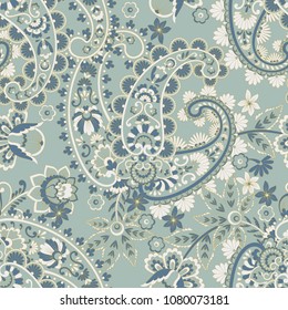Seamless pattern with paisley ornament. Ornate floral decor. Vector illustration