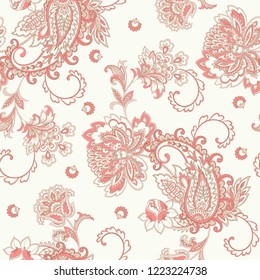 Seamless pattern with paisley ornament. Ornate floral decor. Vector illustration