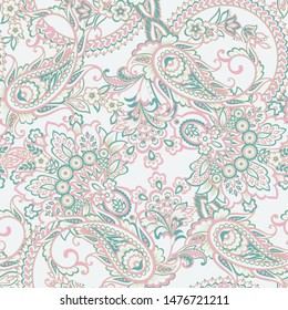 Seamless pattern with paisley ornament. Ornate floral decor. Vector illustration