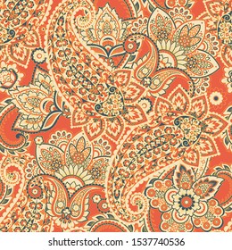 Seamless pattern with paisley ornament. Ornate floral decor. Vector illustration