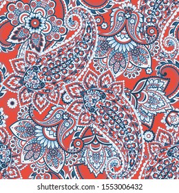 Seamless pattern with paisley ornament. Ornate floral decor. Vector illustration