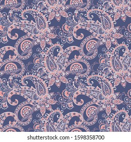 Seamless pattern with paisley ornament. Ornate floral decor. Vector illustration