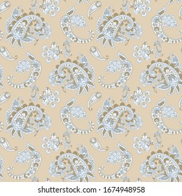 Seamless pattern with paisley ornament. Ornate floral decor. Vector illustration