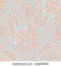 Seamless pattern with paisley ornament. Ornate floral decor. Vector illustration