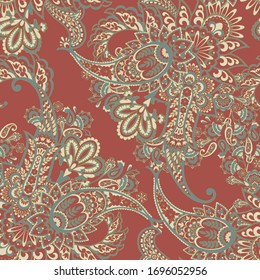 Seamless pattern with paisley ornament. Ornate floral decor. Vector illustration