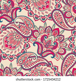 Seamless pattern with paisley ornament. Ornate floral decor. Vector illustration