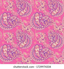 Seamless pattern with paisley ornament. Ornate floral decor. Vector illustration