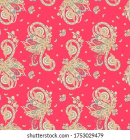 Seamless pattern with paisley ornament. Ornate floral decor. Vector illustration
