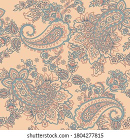 Seamless pattern with paisley ornament. Ornate floral decor. Vector illustration