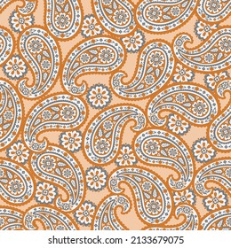 Seamless pattern with paisley ornament. Ornate floral decor for fabric. Vector illustration