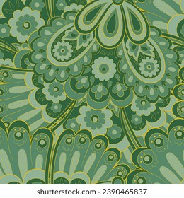 Seamless pattern with paisley ornament. Ornate floral decor for fabric. Vector illustration
