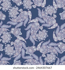Seamless pattern with paisley ornament. Ornate floral decor for fabric. Vector illustration
