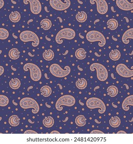 Seamless pattern with paisley ornament. Ornate floral decor for fabric. Vector illustration