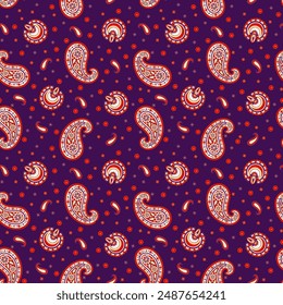 Seamless pattern with paisley ornament. Ornate floral decor for fabric. Vector illustration