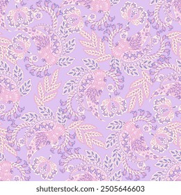 Seamless pattern with paisley ornament. Ornate floral decor for fabric. Vector illustration