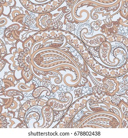 Seamless pattern with paisley ornament. Ornate floral decor. Vector illustration