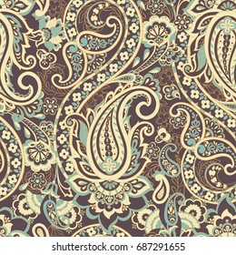 Seamless pattern with paisley ornament. Ornate floral decor. Vector illustration