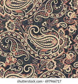 Seamless pattern with paisley ornament. Ornate floral decor. Vector illustration