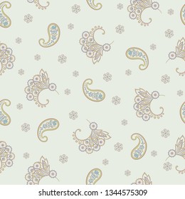 Seamless pattern with paisley ornament. Vector floral background