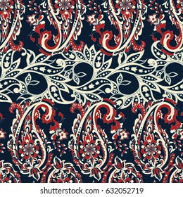 Seamless pattern with paisley ornament. Vector illustration