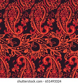 Seamless pattern with paisley ornament. Vector illustration