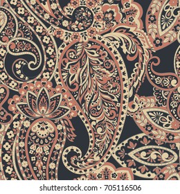 Seamless pattern with paisley ornament. Vector illustration