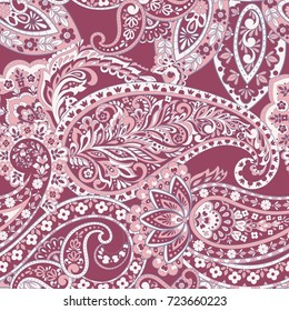 Seamless pattern with paisley ornament. Vector illustration