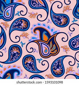 Seamless pattern in paisley style. Cute print for textiles and paper. Vector illustration.