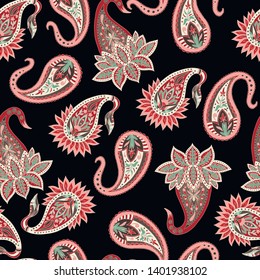Seamless pattern with paisleys for textile design.